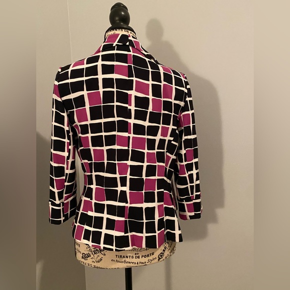 Kasper purple/black/white print blazer, sz 4 - Picture 3 of 5